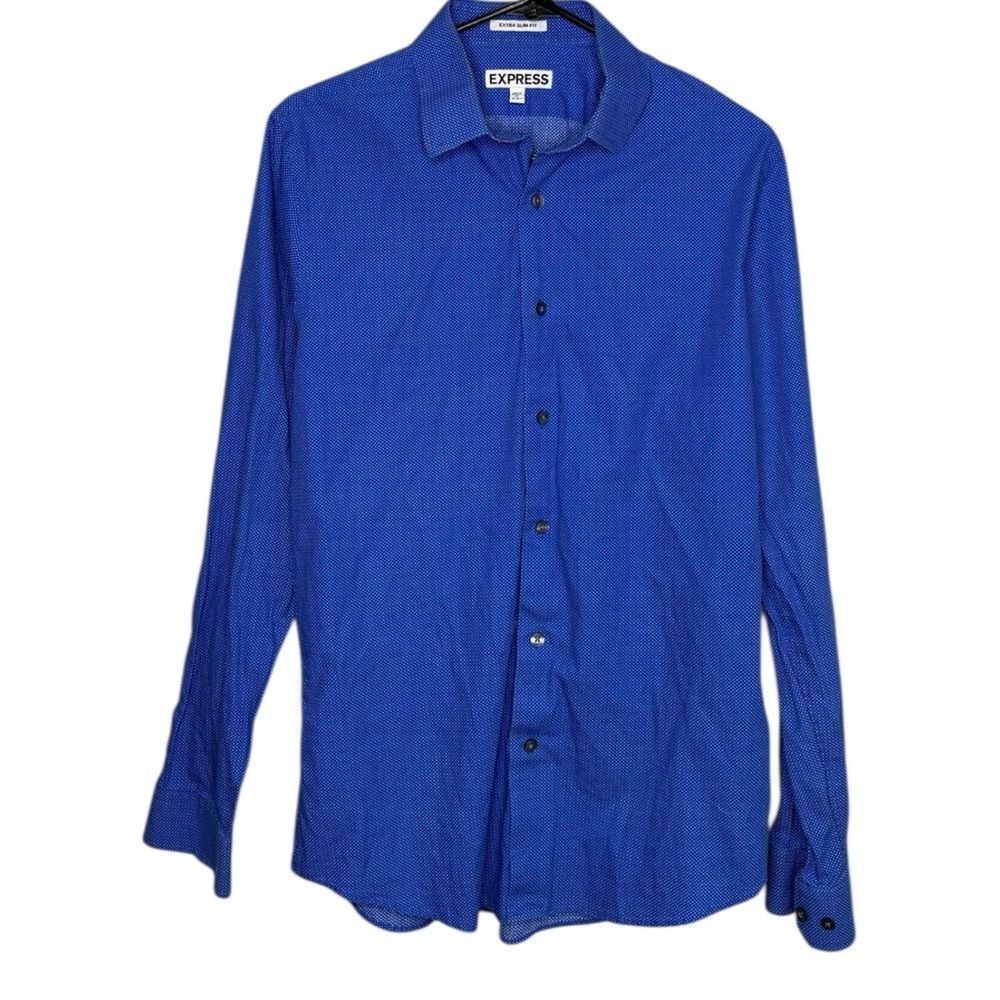 Express Men’s blue button down extra slim long sleeve shirt Medium